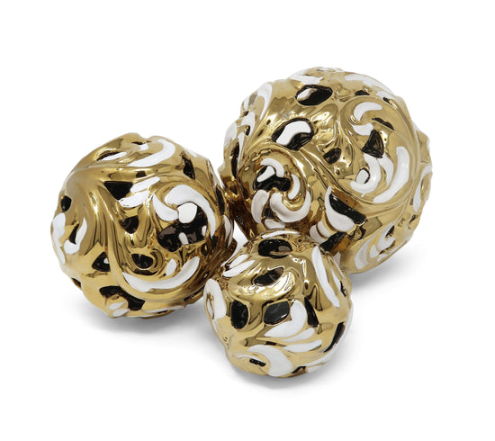 White and Gold Decorative Ball (3 Sizes)