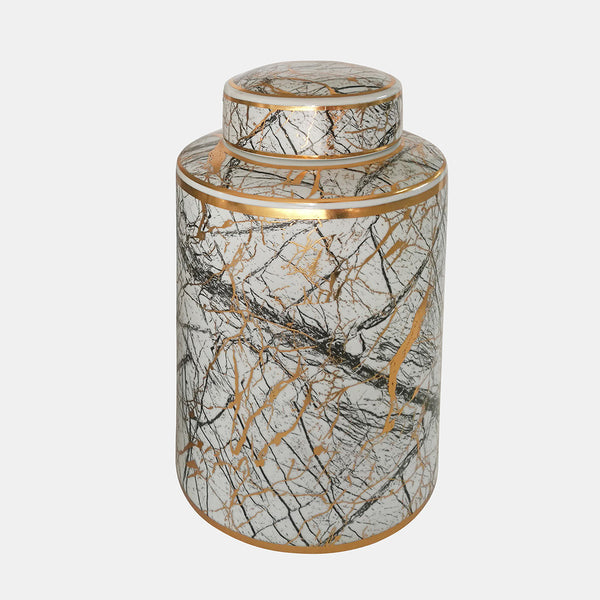 Ceramic Jar With Gold Lid (2 Sizes)