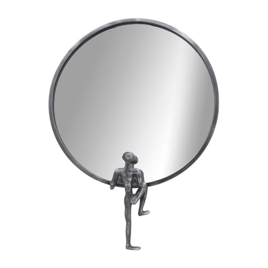 24"H Mirror with Decorative Figure - Mounted Circular Wall Mirror