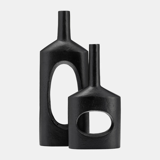 Modern Open Cut Out Vase, Black