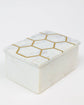 White Marble Decorative Box w/ Gold Hexagon Design on Cover