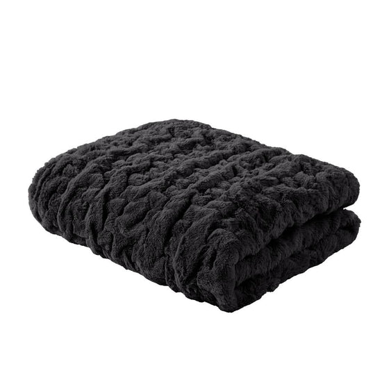 Ruched 50x60" Throw Blanket, Black
