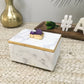 White Marble Box with Gold Edges & Crystal Lid