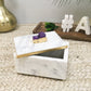 White Marble Box with Gold Edges & Crystal Lid