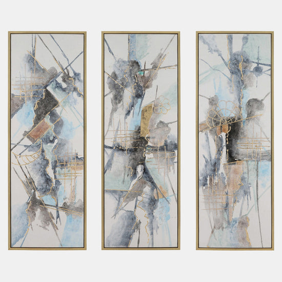 62 x 22 Abstract Canvas Set of 3 In Multi