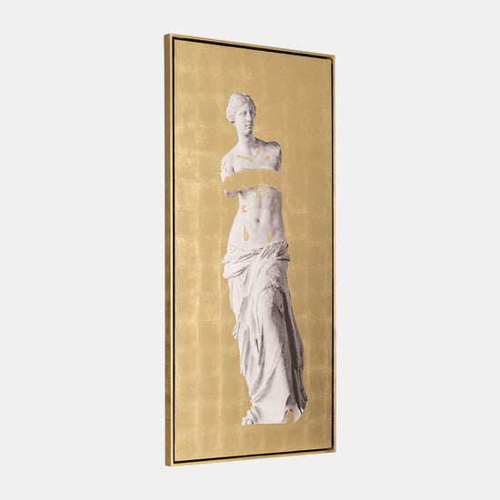 Venus de Milo in Gold, Hand Painted Contemporary Wall Art