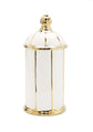 White Jar with Round Dome Cover Thin Gold Stripe Design (2 Sizes)