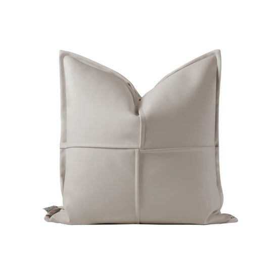 Atlas Beige Faux Leather Pillow