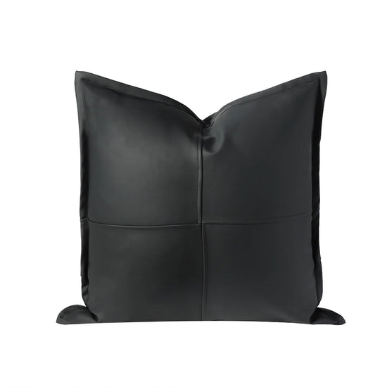 Atlas Black Faux Leather Pillow
