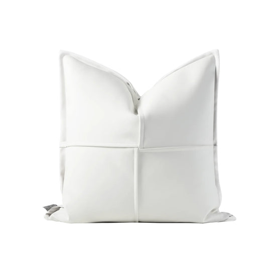 Atlas White Faux Leather Pillow