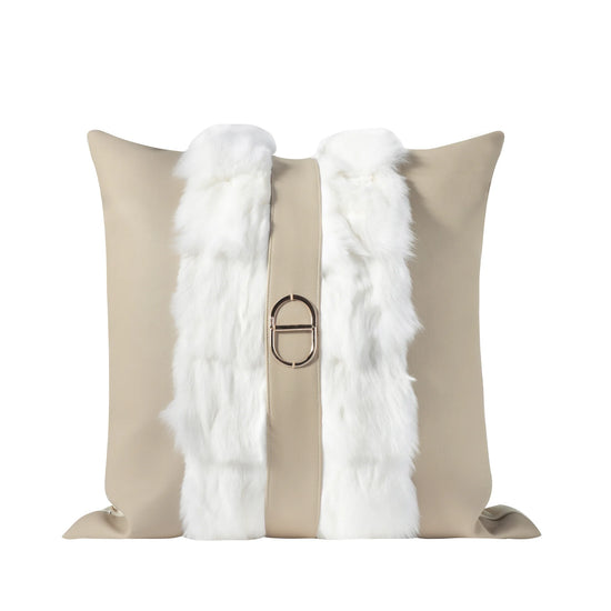 Atlas Ivory Beige Faux Fur Pillow