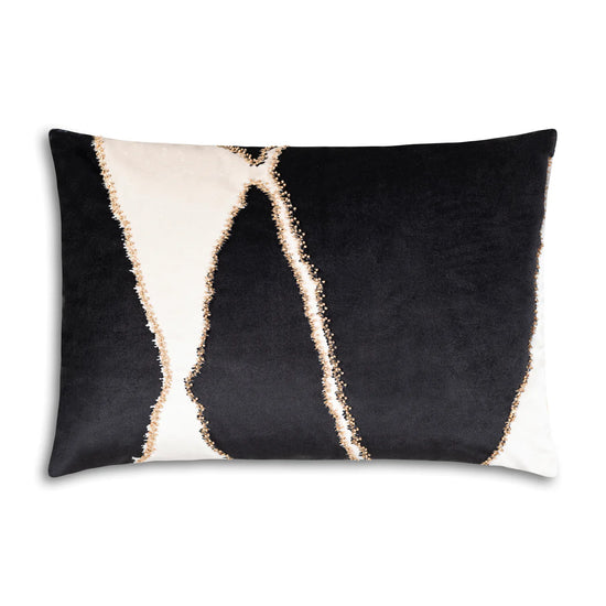 Demi Ivory Black Lumbar Pillow