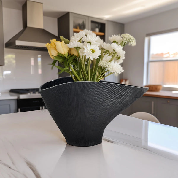 Modern Abstract Metal Black Novelty Corinth Vase (3 Sizes)