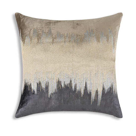 Mira Beige Charcoal Velvet Pillow