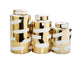 Gold Porcelain Jar with Cover White Brush Design (2 Sizes)