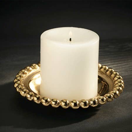 Glided Beaded Candle Plate