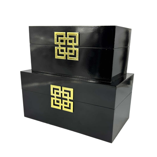 Storage Decor Box (Set of 2): Black & Gold